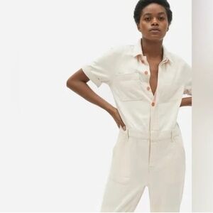 🤍EVERLANE THE SUPER SOFT SUMMER JEAN COVERALL JUMPSUIT IN BONE 2